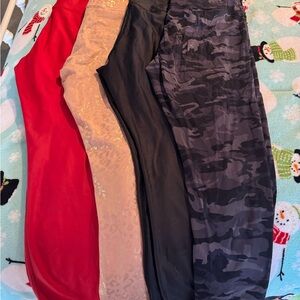 Stylish Women's Leggings Set - Camo, Black, Red, and Pink